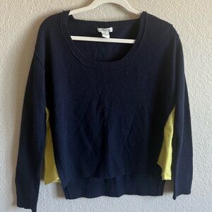 Navy and Yellow Women's Sweater